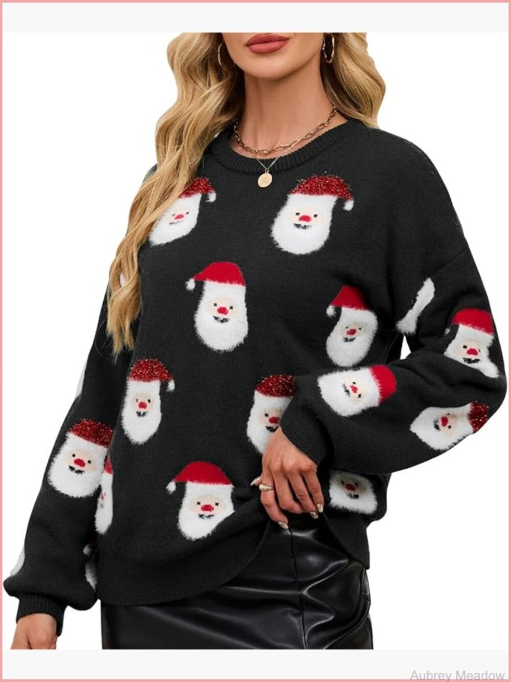 Funny Santa Sweater Women Long Sleeve Knitted Christmas Pullover